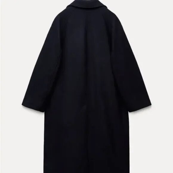 New Zara ZW Collection Oversized Wool Blend Navy Coat XS-S NWT - Picture 9 of 9